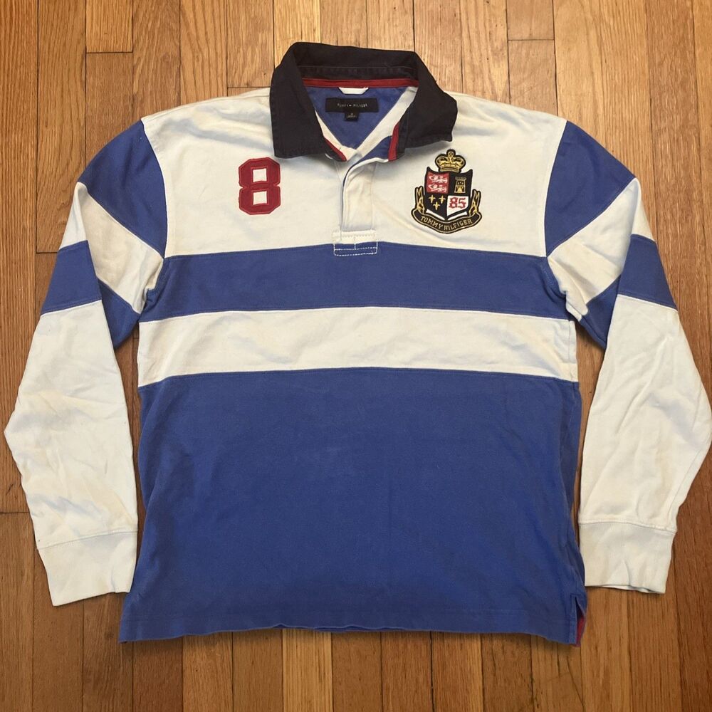 Vintage Tommy Hilfiger Striped Polo Rugby Long Sleeve Size M